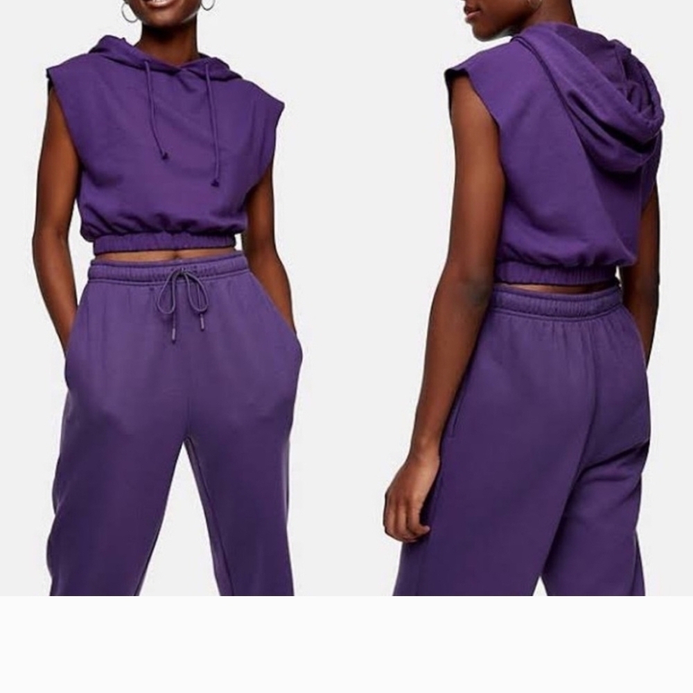 Topshop Purple Cropped Hoodie - Picture 2 of 5